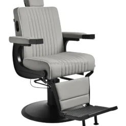 Gabbiano Levi Fotel barberski szary z czarną ramą, dostępny w 48h