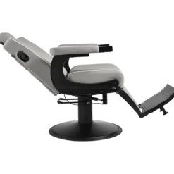 Gabbiano Levi Fotel barberski szary z czarną ramą, dostępny w 48h