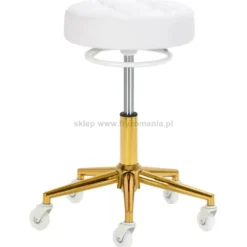 Gabbiano Taboret fryzjerski D054G biało-złoty, dostępny w 48H