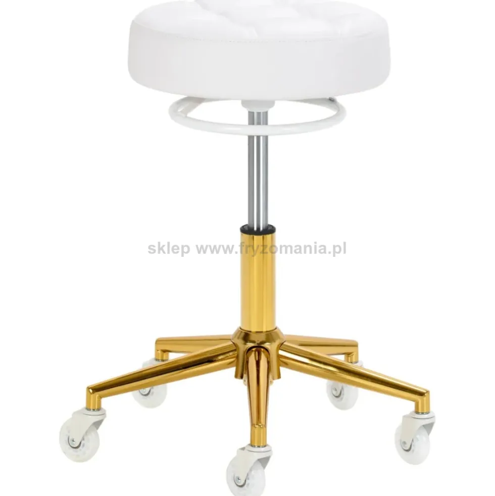Gabbiano Taboret fryzjerski D054G biało-złoty, dostępny w 48H