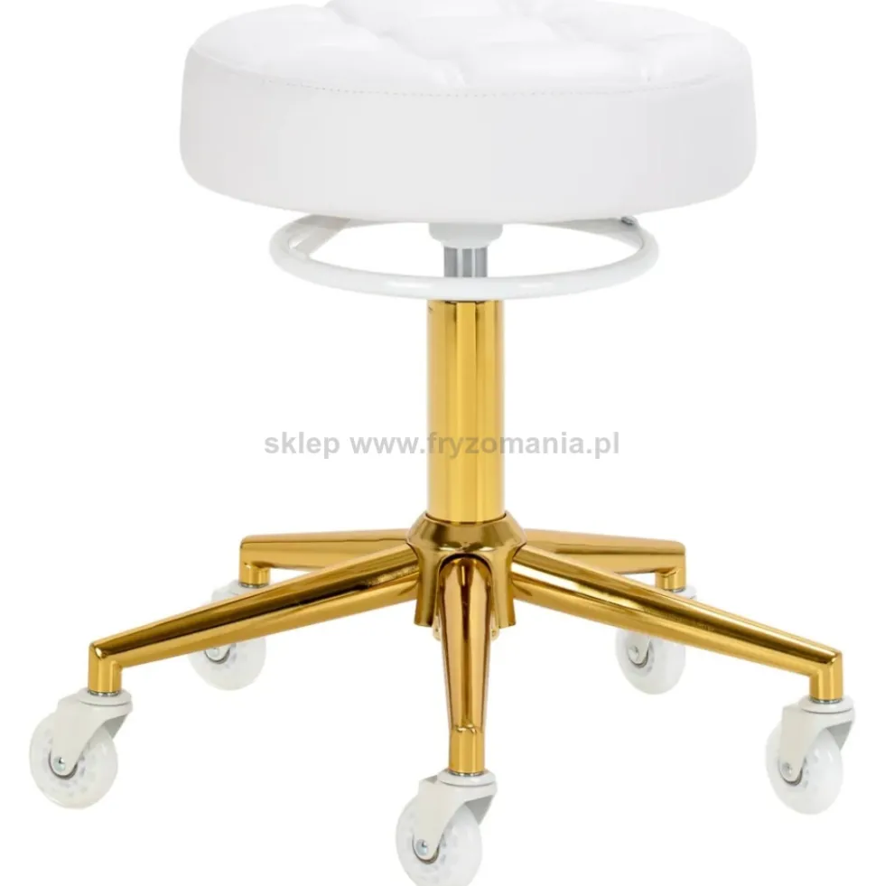 Gabbiano Taboret fryzjerski D054G biało-złoty, dostępny w 48H