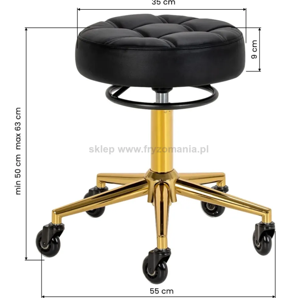 Gabbiano Taboret fryzjerski D054G czarno-złoty, dostępny w 48H