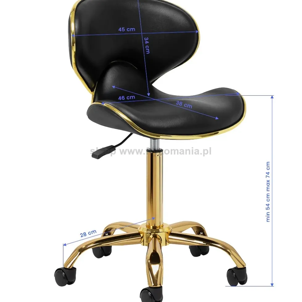 Gabbiano Taboret kosmetyczny Q-4599G Złoto-Czarny, dostępny w 48H