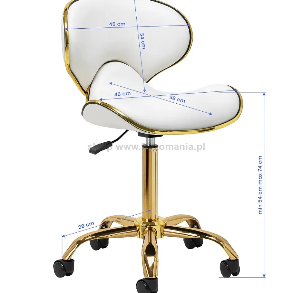 Gabbiano Taboret kosmetyczny Q-4599G Złoto-Biały, dostępny w 48H