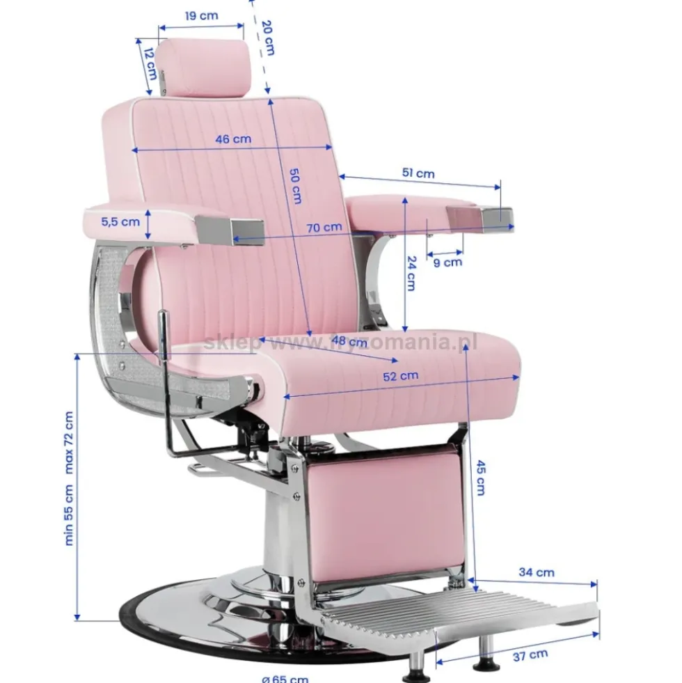 Gabbiano Visionerio Fotel barberski różowy, dostępny w 48h