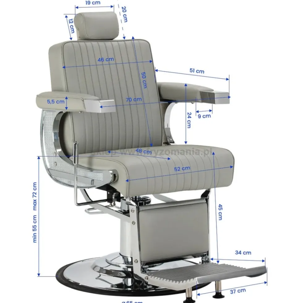 Gabbiano Visionerio Fotel barberski szary, dostępny w 48h