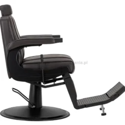 Hair System BM88066 Fotel barberski brązowy, czarna rama, dostępny w 48h
