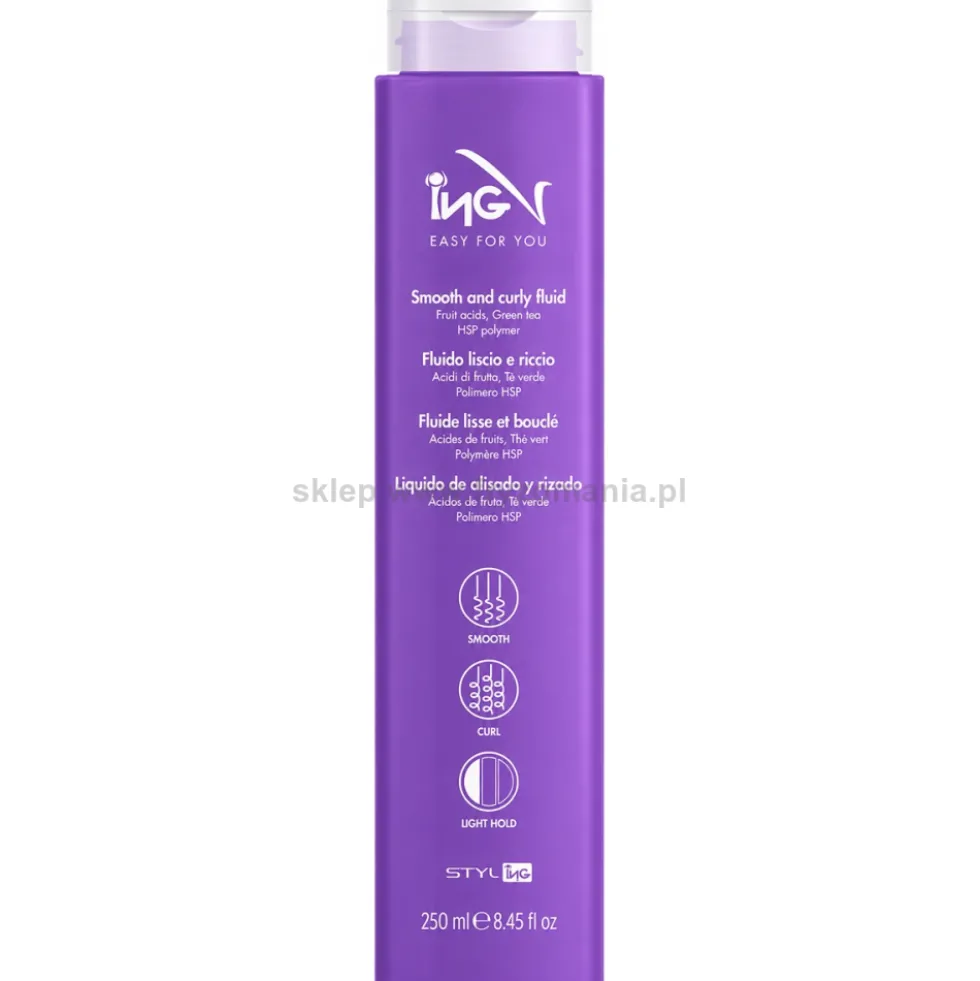 ING Styling Smooth and Curly Fluid do układania włosów 250ml