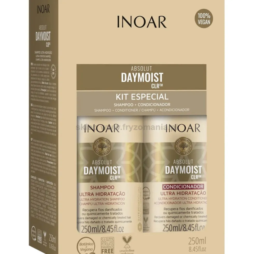Inoar Absolut Daymoist CLR Szampon + Odżywka nawilżająca do włosów suchych 2x250ml