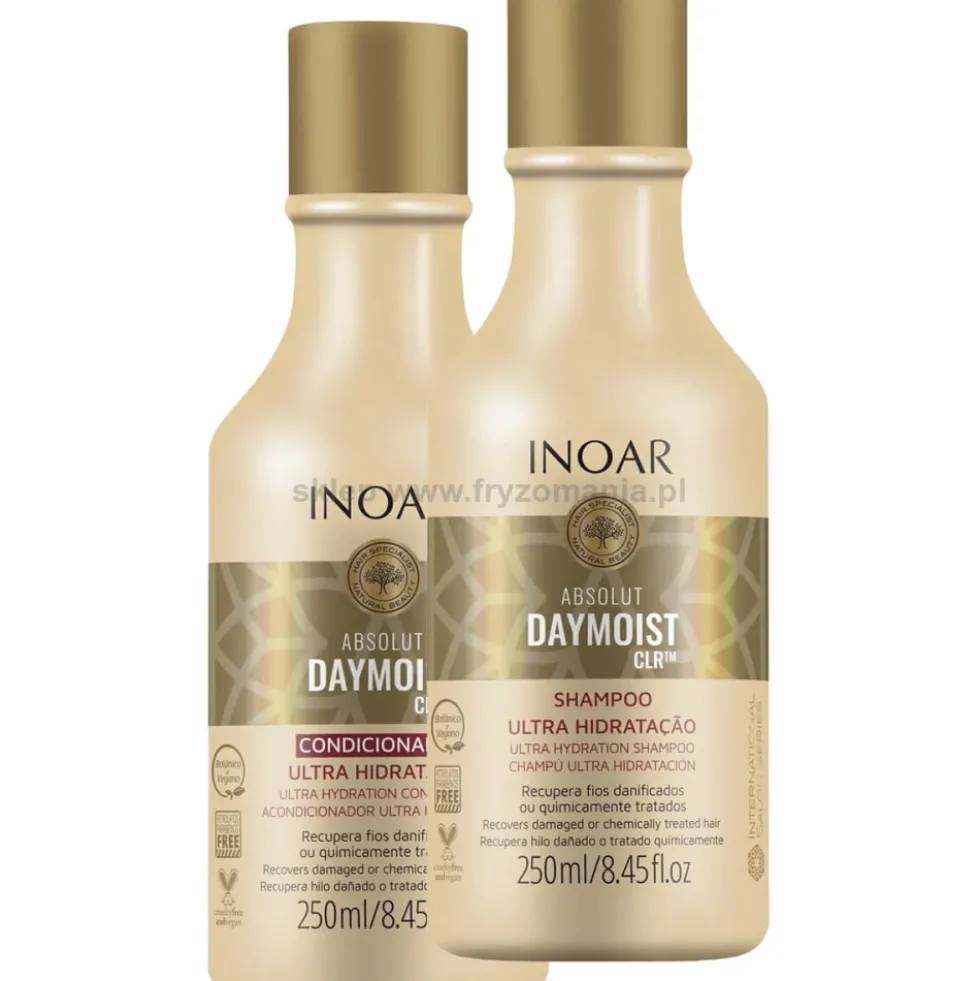 Inoar Absolut Daymoist CLR Szampon + Odżywka nawilżająca do włosów suchych 2x250ml