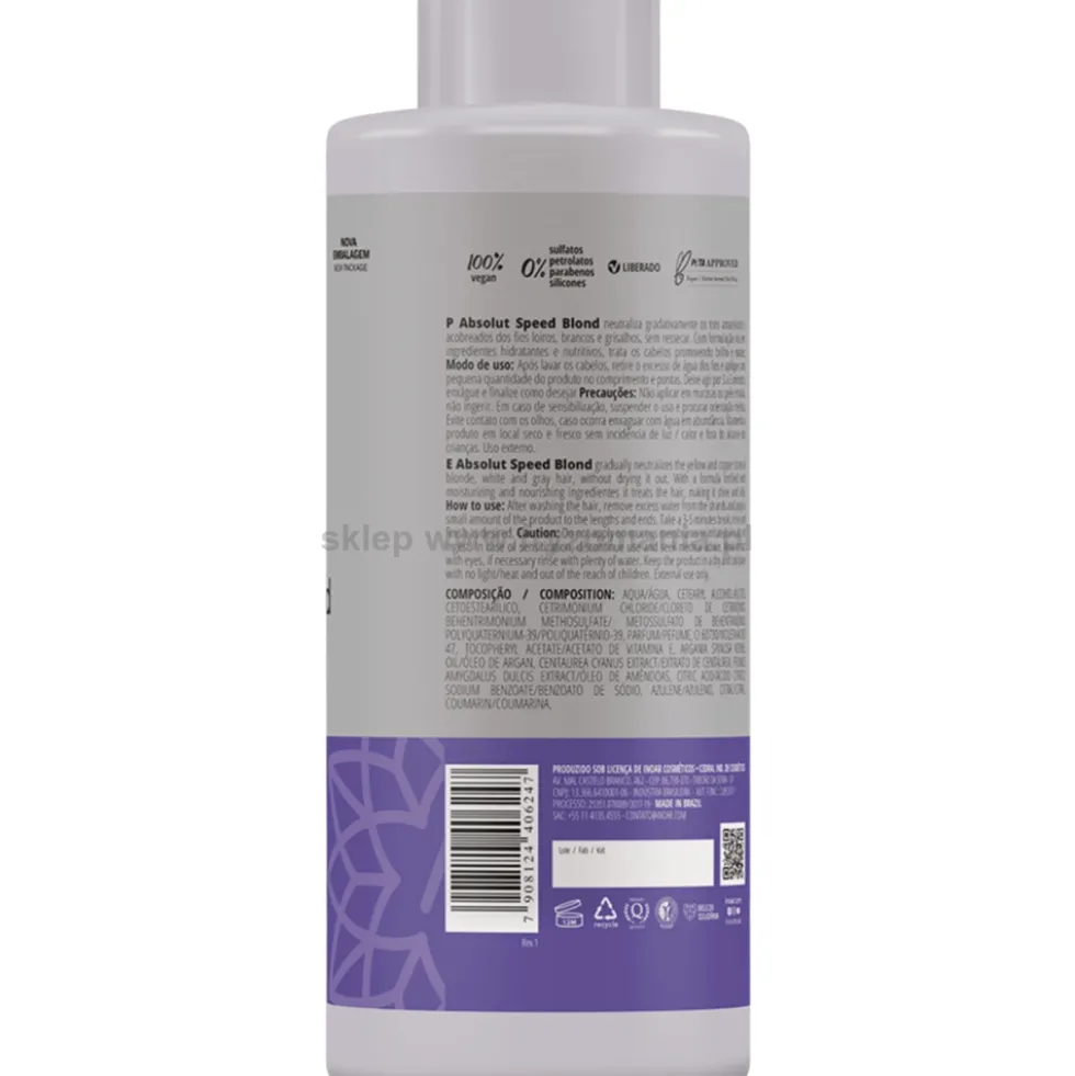 Inoar Absolut Speed Blond Odżywka do włosów blond, rozjaśnianych i siwych 800ml