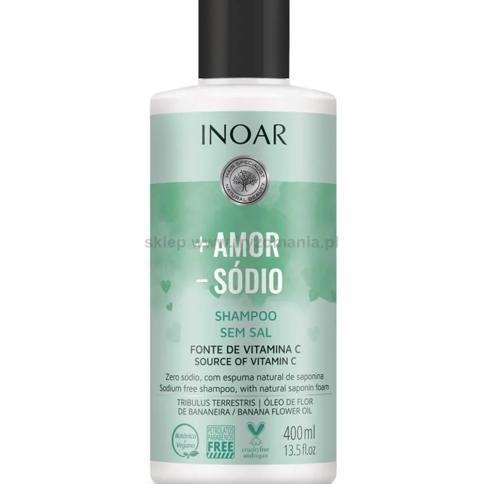 Inoar +Amor -Sódio - zestaw do pielęgnacji włosów szampon 400ml i odżywka 400ml