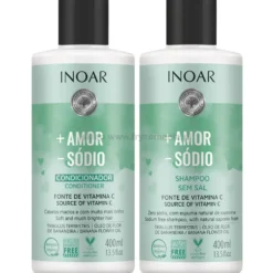 Inoar +Amor -Sódio - zestaw do pielęgnacji włosów szampon 400ml i odżywka 400ml