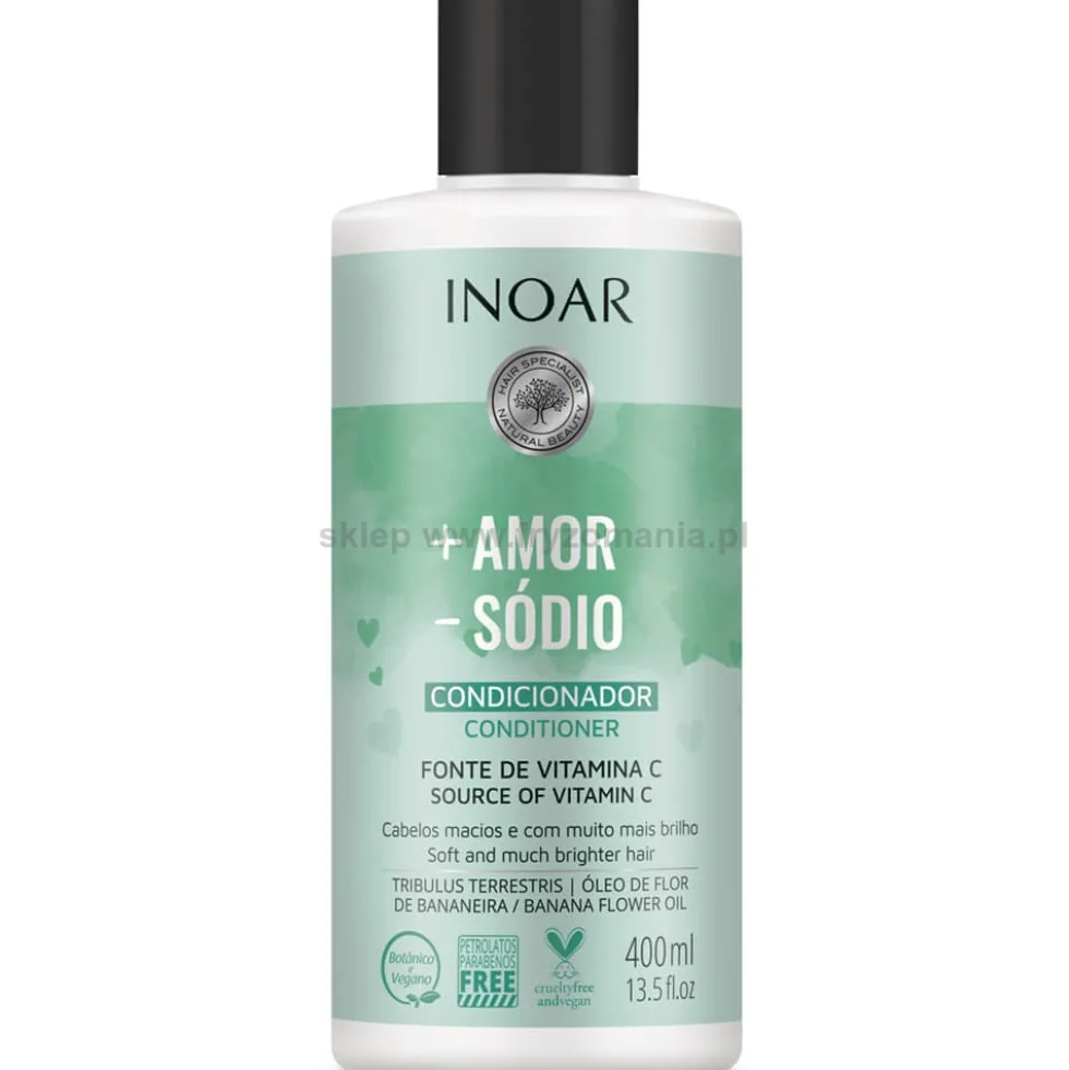 Inoar +Amor -Sódio - zestaw do pielęgnacji włosów szampon 400ml i odżywka 400ml