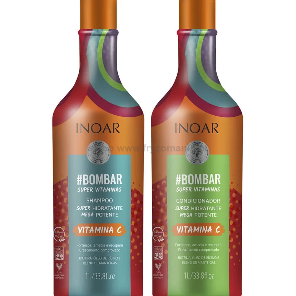 Inoar Bombar szampon + odżywka odbudowująca do włosów 2x1000ml