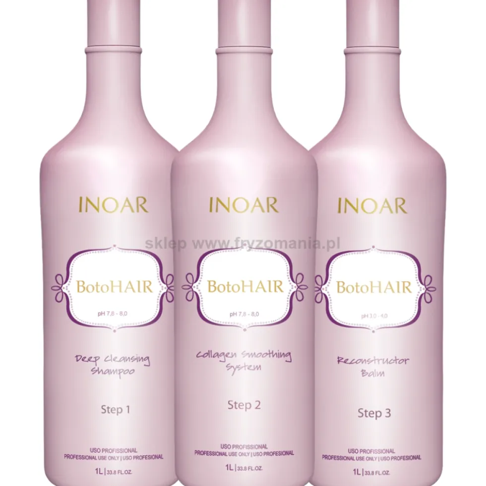Inoar BotoHair Zestaw do zabiegu termicznej odbudowy włosów, botoks 3x1000ml