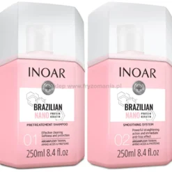 Inoar Brazilian Nano Keratin - zestaw do prostowania włosów szampon 250ml i kuracja 250ml