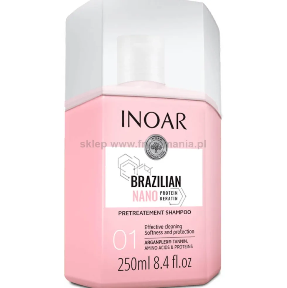 Inoar Brazilian Nano Keratin - zestaw do prostowania włosów szampon 250ml i kuracja 250ml