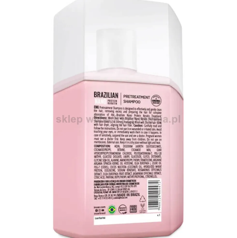 Inoar Brazilian Nano Keratin - zestaw do prostowania włosów szampon 250ml i kuracja 250ml