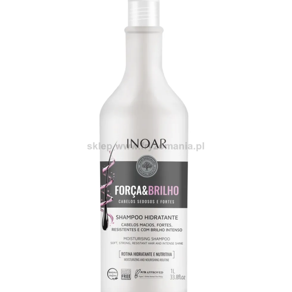 Inoar Forca&Brilho zestaw rewitalizujący włosy szampon 1000ml i odżywka 800ml