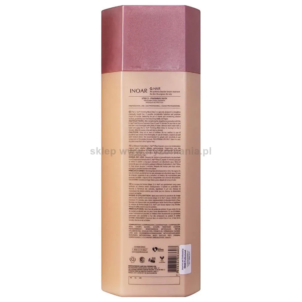 Inoar G.Hair Maska do kuracji keratynowej dla włosów niesfornych i trudnych 1000ml