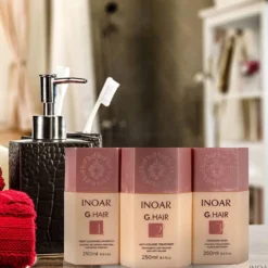 Inoar G.Hair, zestaw do kuracji keratynowej dla włosów niesfornych i trudnych 3x250ml