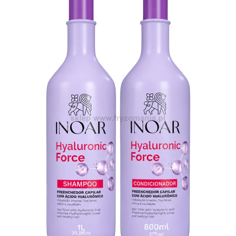 Inoar Hyaluronic Force Duo - zestaw do włosów suchych szampon 1000ml i odżywka 800ml