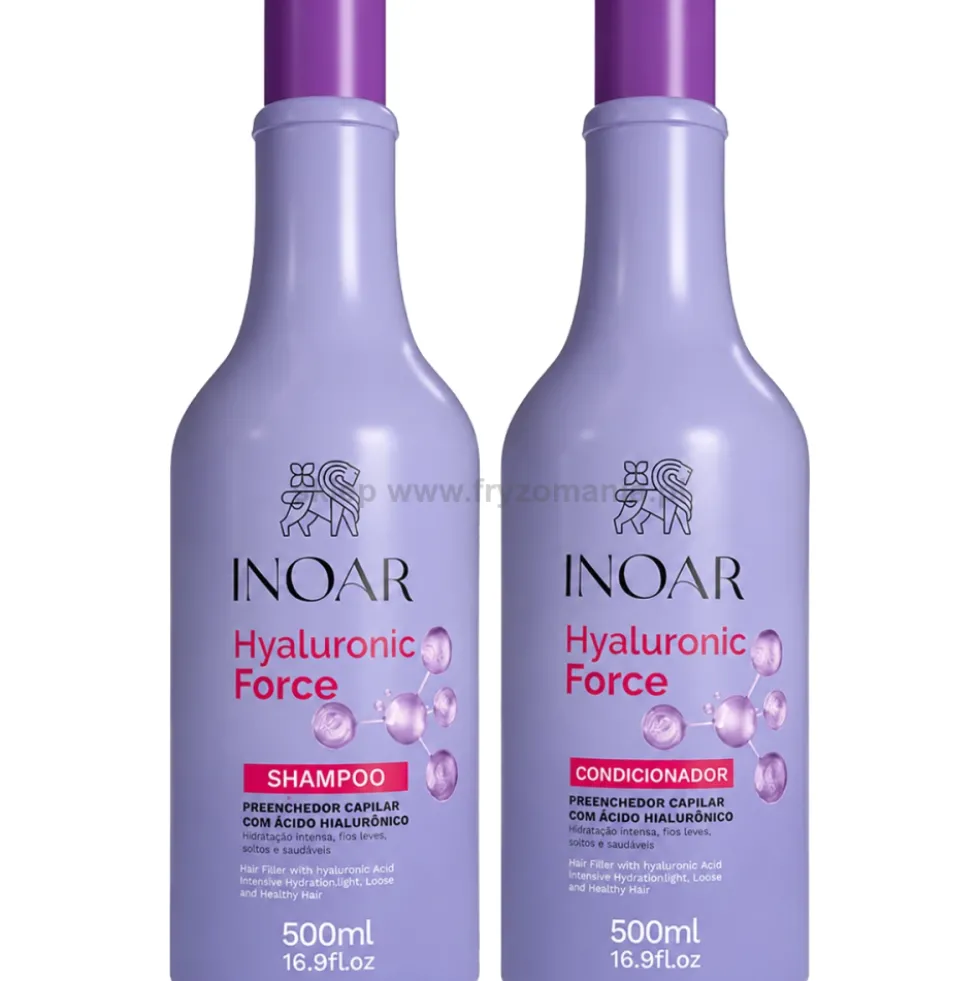 Inoar Hyaluronic Force Duo - zestaw do włosów suchych szampon i odżywka 2x500ml