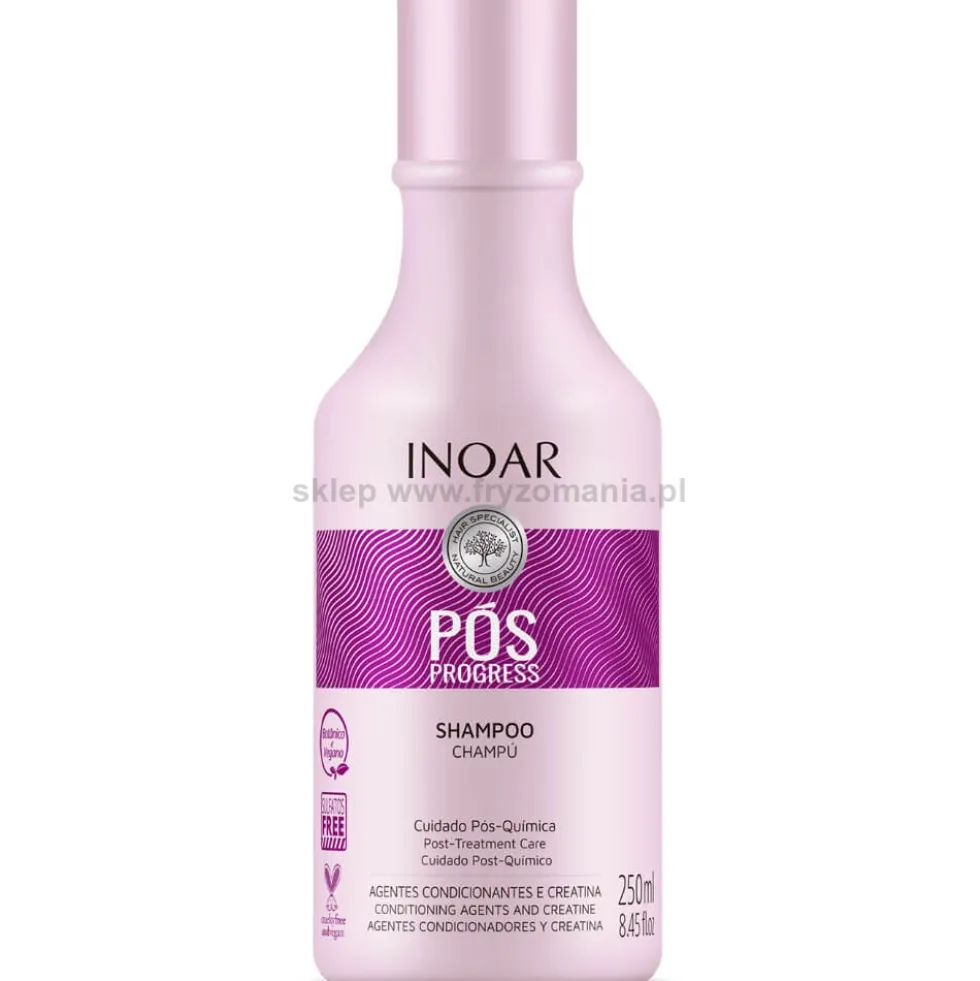 Inoar Moroccan, Pos Progress Duo, zestaw do keratynowego prostowania włosów, keratyna 250ml, odżywka 250ml i 2x szampon 250ml