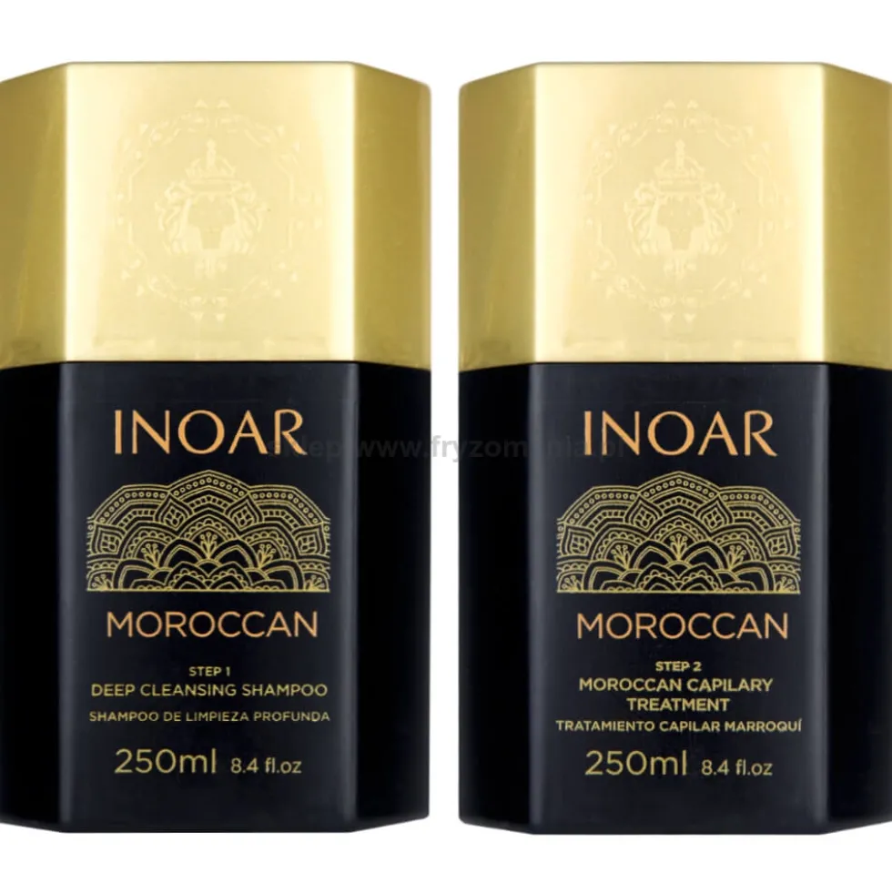 Inoar Moroccan, zestaw do keratynowego prostowania włosów, keratyna 250ml i szampon 250ml