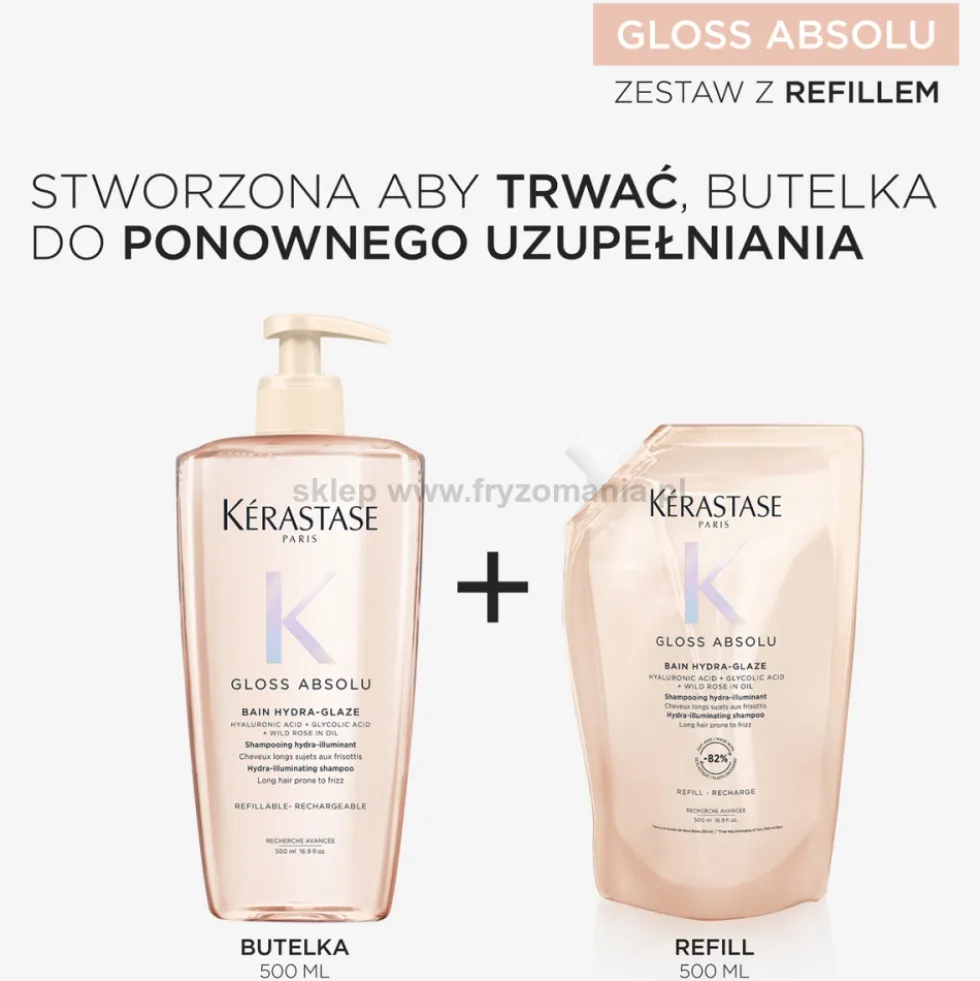 Kérastase Gloss Absolu Hydra-Glaze Szampon nawilżająco-nabłyszczający do włosów (refill) 500ml