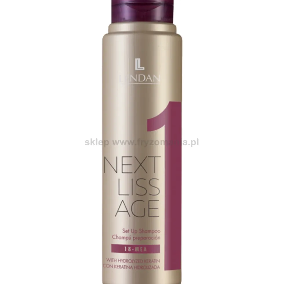 Lendan Next Liss Age Zestaw do prostowania włosów szampon 300ml, serum 300ml, maska 500ml + ampułki 6x7,6ml