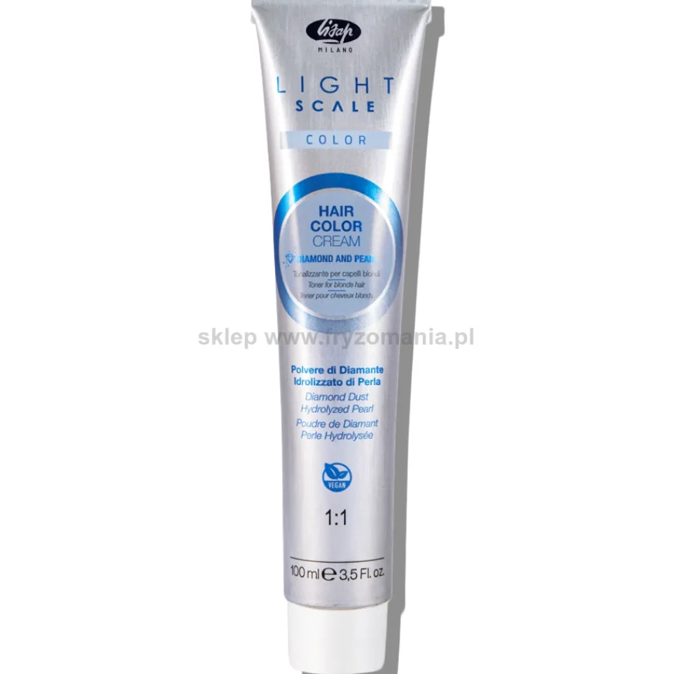 Lisap Light Scale Hair Color Cream Toner do włosów w kremie bez amoniaku z pyłem diamentowym i perłą 100ml