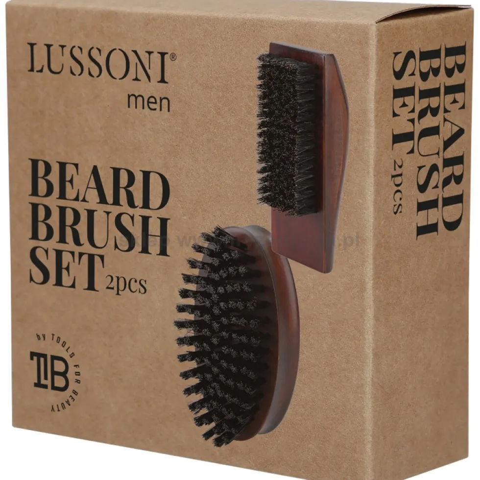 Lussoni Natural Beard Brush Zestaw 2x kartacz do brody z włosiem dzika