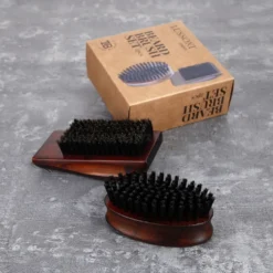 Lussoni Natural Beard Brush Zestaw 2x kartacz do brody z włosiem dzika