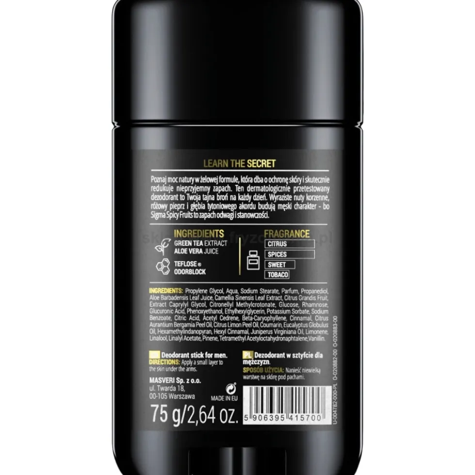 Masveri Sigma Spicy Fruits Dezodorant w sztyfcie 75g