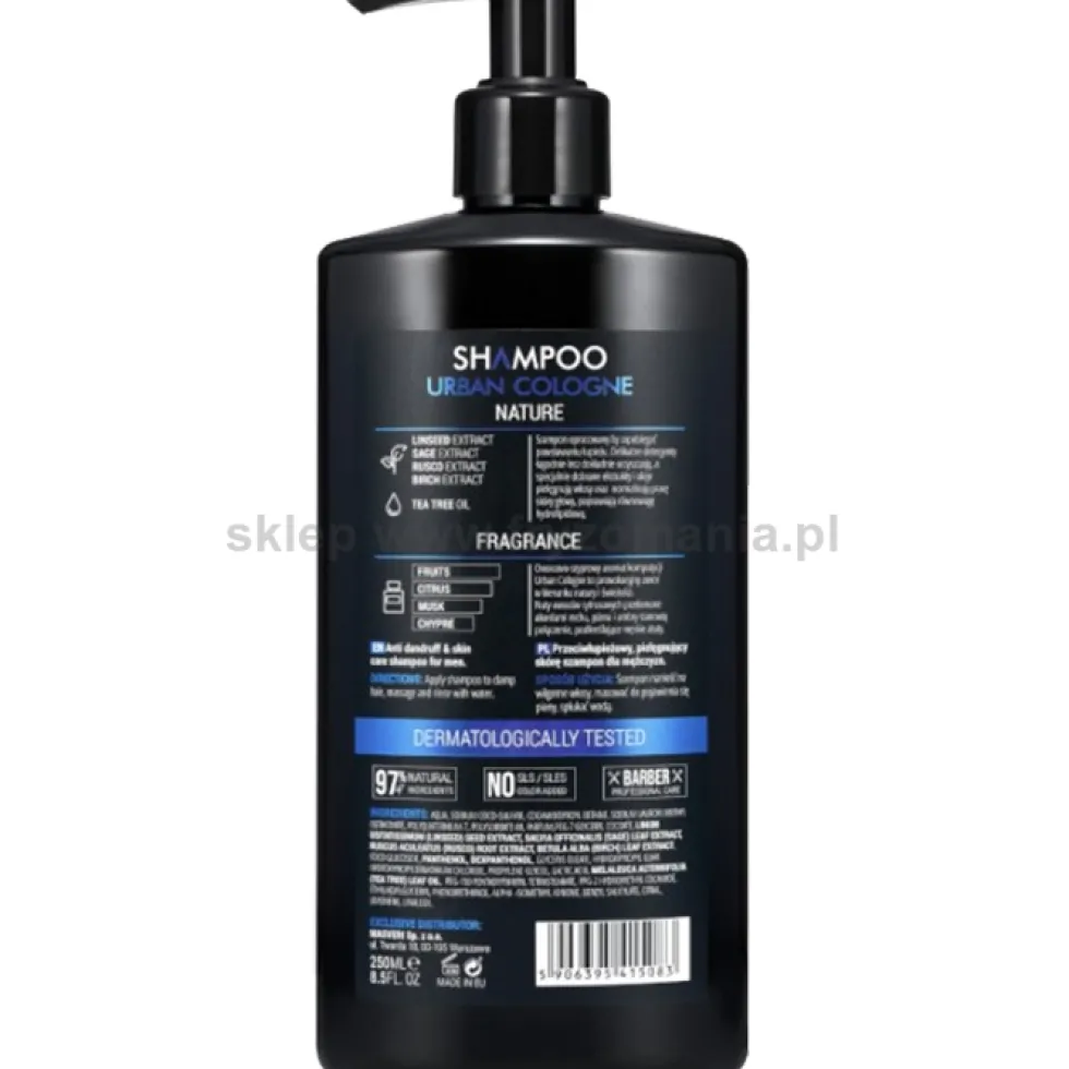 Masveri Urban Cologne Szampon przeciwłupiezowy do włosów dla mężczyzn 250ml