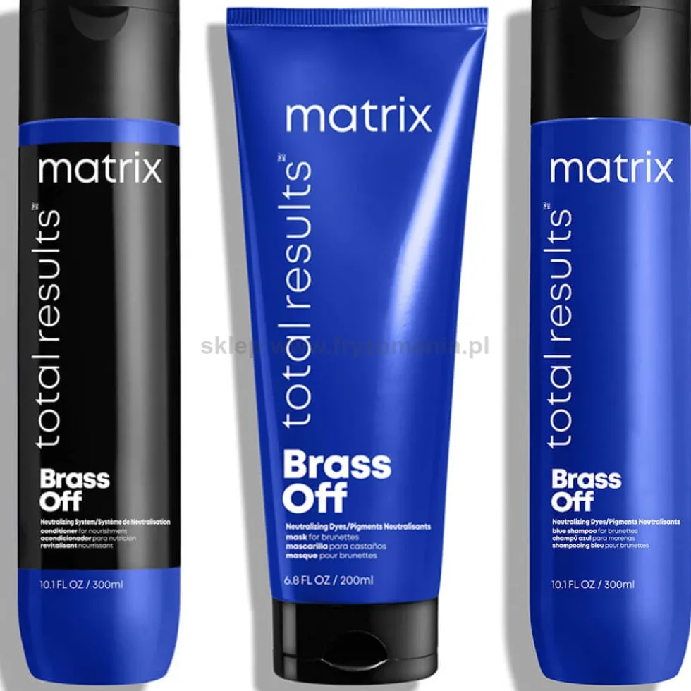 Matrix Brass Off - zestaw ochładzający kolor włosów szampon i odżywka 2x 300ml i maska 200ml