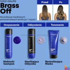 Matrix Brass Off - zestaw ochładzający kolor włosów szampon i odżywka 2x 300ml i maska 200ml