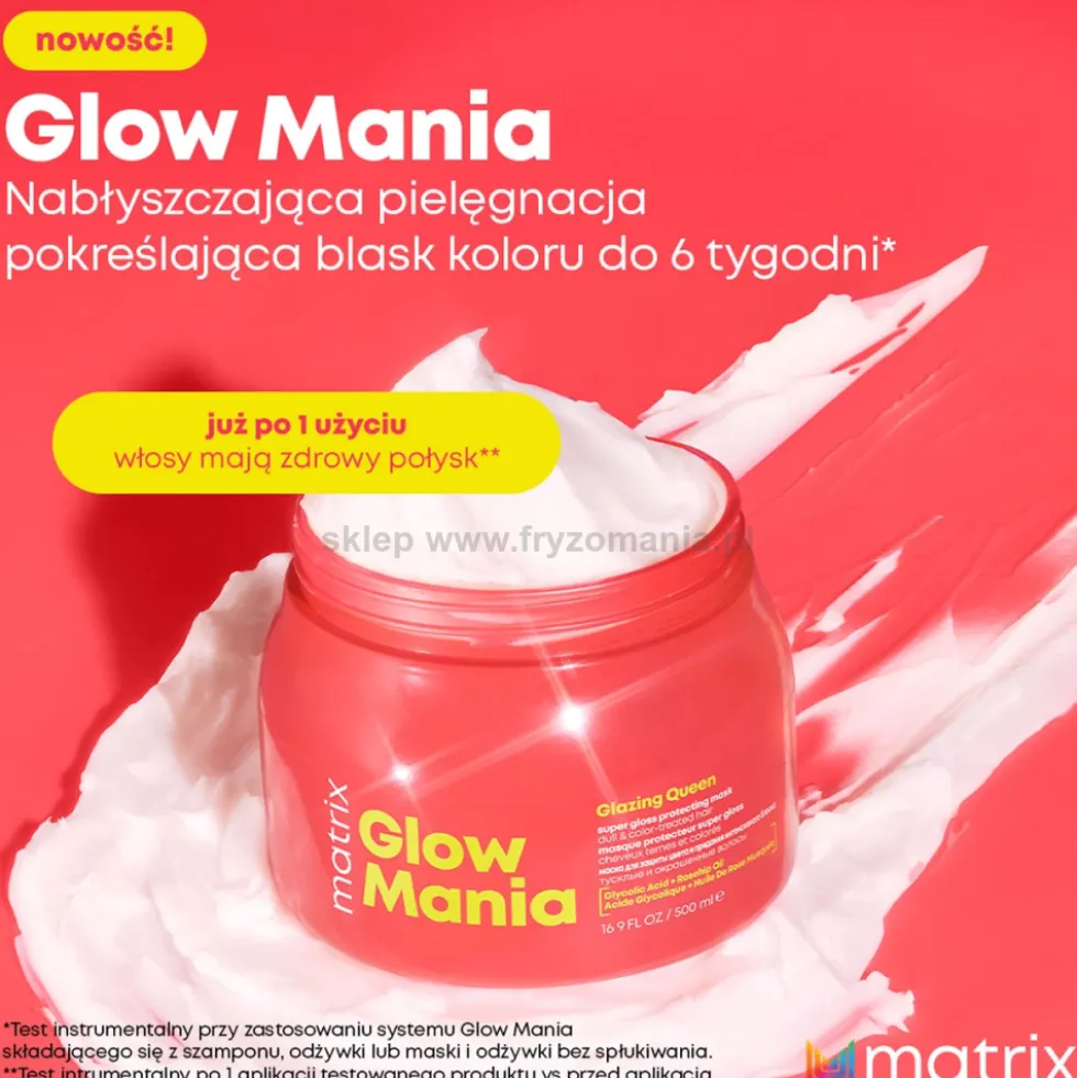 Matrix Glow Mania Maska do włosów farbowanych, podkreślająca blask 500ml