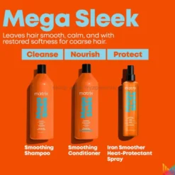 Matrix Mega Sleek - zestaw do wygładzenia włosów, szampon 1000ml i odżywka 1000ml