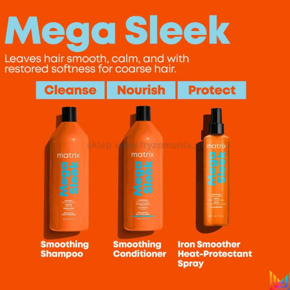 Matrix Mega Sleek - zestaw do wygładzenia włosów, szampon 1000ml i odżywka 1000ml