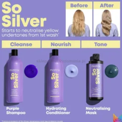 Matrix So Silver - zestaw do włosów blond i siwych, szampon 1000ml i odżywka 1000ml