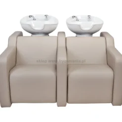 Mila Alba Sofa Myjnia fryzjerska dwustanowiskowa z podnóżkiem elektrycznym