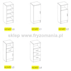 Mila Henry L3 Szafka do recepcji fryzjerskiej, z zamykaną szafką, otwartą półką i szufladą