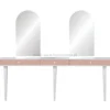 Mila Linea A II konsoleta fryzjerska dwustanowiskowa z łukowymi lustrami, płyta laminowana