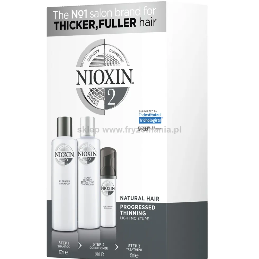 Nioxin System 2 zestaw pielęgnacyjny do włosów naturalnych, szampon 150ml, odżywka 150ml, kuracja 50ml