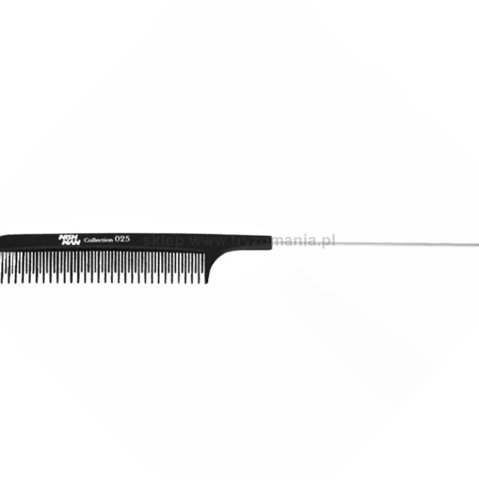 Nishman 025 Grzebień barberski do włosów ze szpikulcem metalowym