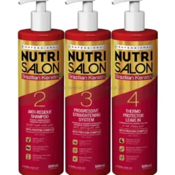 Novex Brazilian Keratin Nutri Salon zestaw do keratynowego prostowania włosów 3x500ml