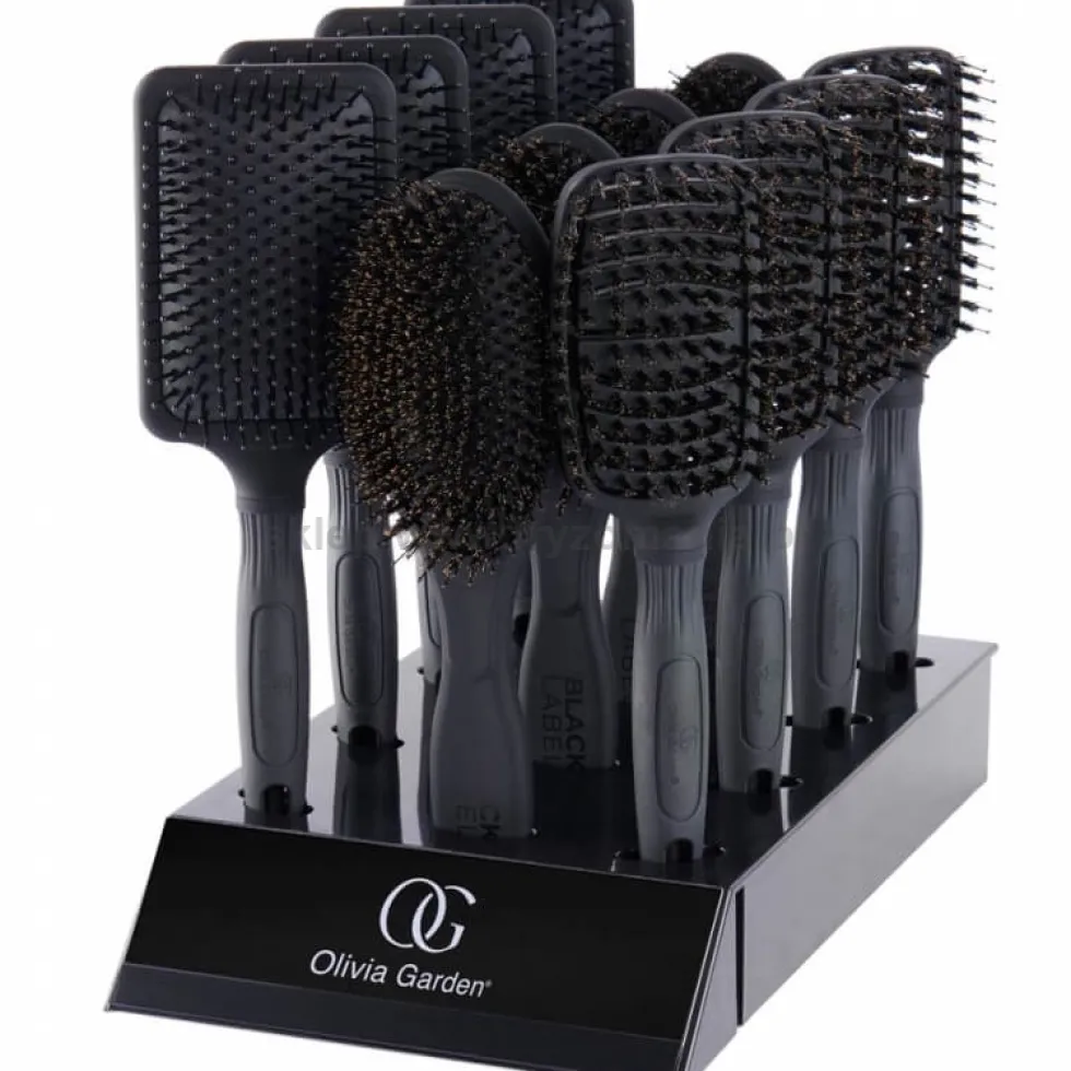 Olivia Garden Black Label Paddle, zestaw szczotek do włosów 12 szt.